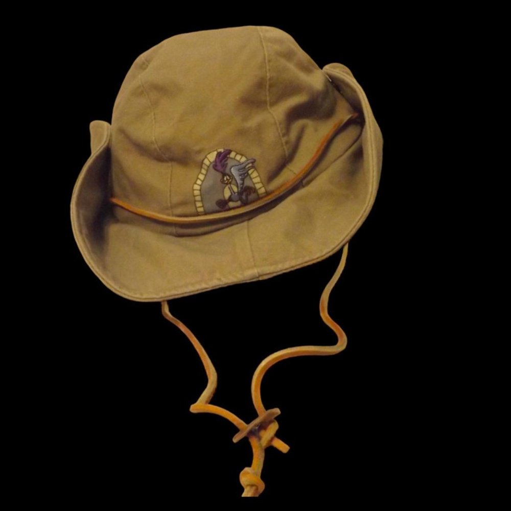 Vintage Warner Bros bucket hat size adult large green brown hat with brown leath